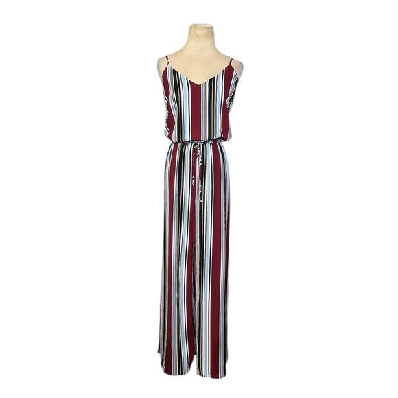 Ambiance blue white wine stripes sleeveless jumpsuit size 1X - Picture 1 of 12